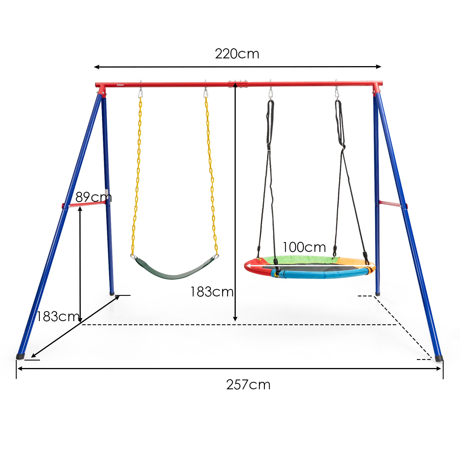 Large Metal Swing Stand with Heavy Duty A-Frame-Red
