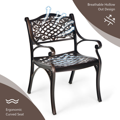 All-Weather Patio Dining Chairs with Armrests and Curved Seats-Wine