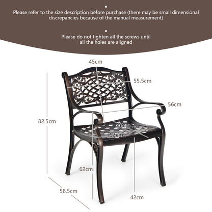 All-Weather Patio Dining Chairs with Armrests and Curved Seats-Wine