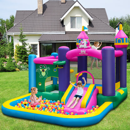 6-in-1 Inflatable Bounce House with Slide and 680W Blower