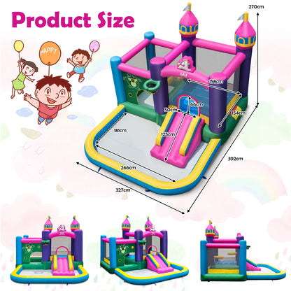 6-in-1 Inflatable Bounce House with Slide and 680W Blower
