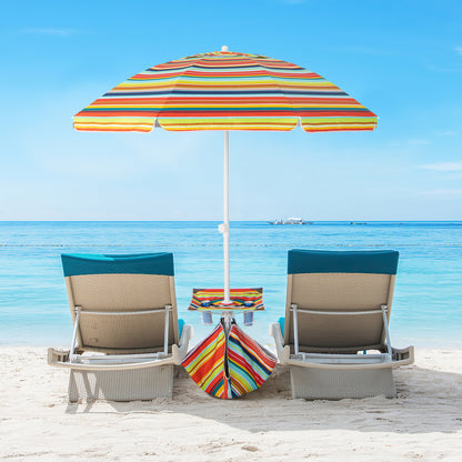 2M Beach Umbrella with Cup Holder Table and Sandbag-Colourful