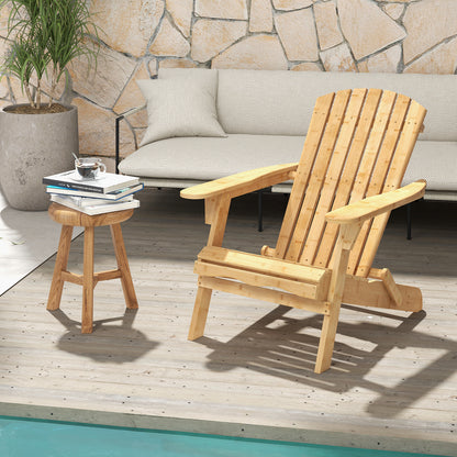 Outdoor Adirondack Chair with High Backrest-Natural