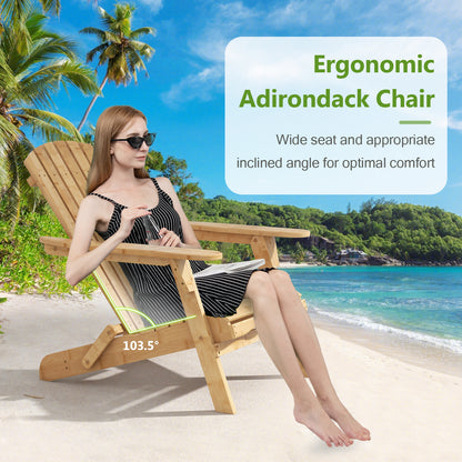 Outdoor Adirondack Chair with High Backrest-Natural