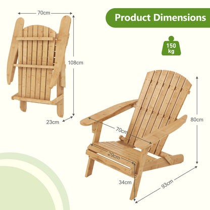 Outdoor Adirondack Chair with High Backrest-Natural
