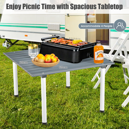 Folding Roll Up Portable Picnic Table with Carrying Bag-Grey