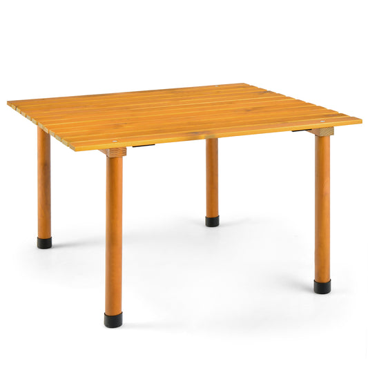 Folding Roll Up Portable Picnic Table with Carrying Bag-Natural
