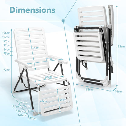 Tri-fold Patio Chaise Lounge Chair with 7-Position Backrest-1 Pack