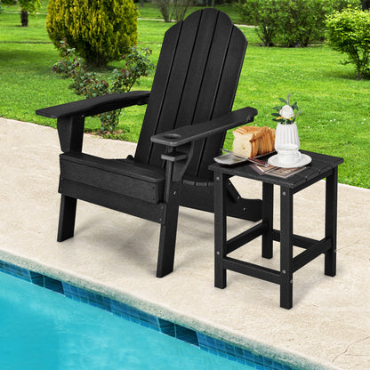 Patio Square HDPE Side Table for Balcony Backyard Lawn-Black