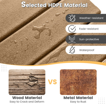 Patio Square HDPE Side Table for Balcony Backyard Lawn-Brown