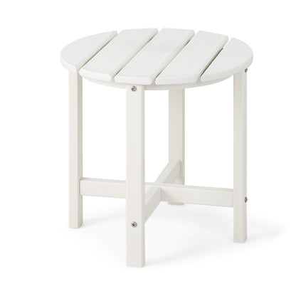 Patio Round HDPE Side Table for Yard Porch Garden-White