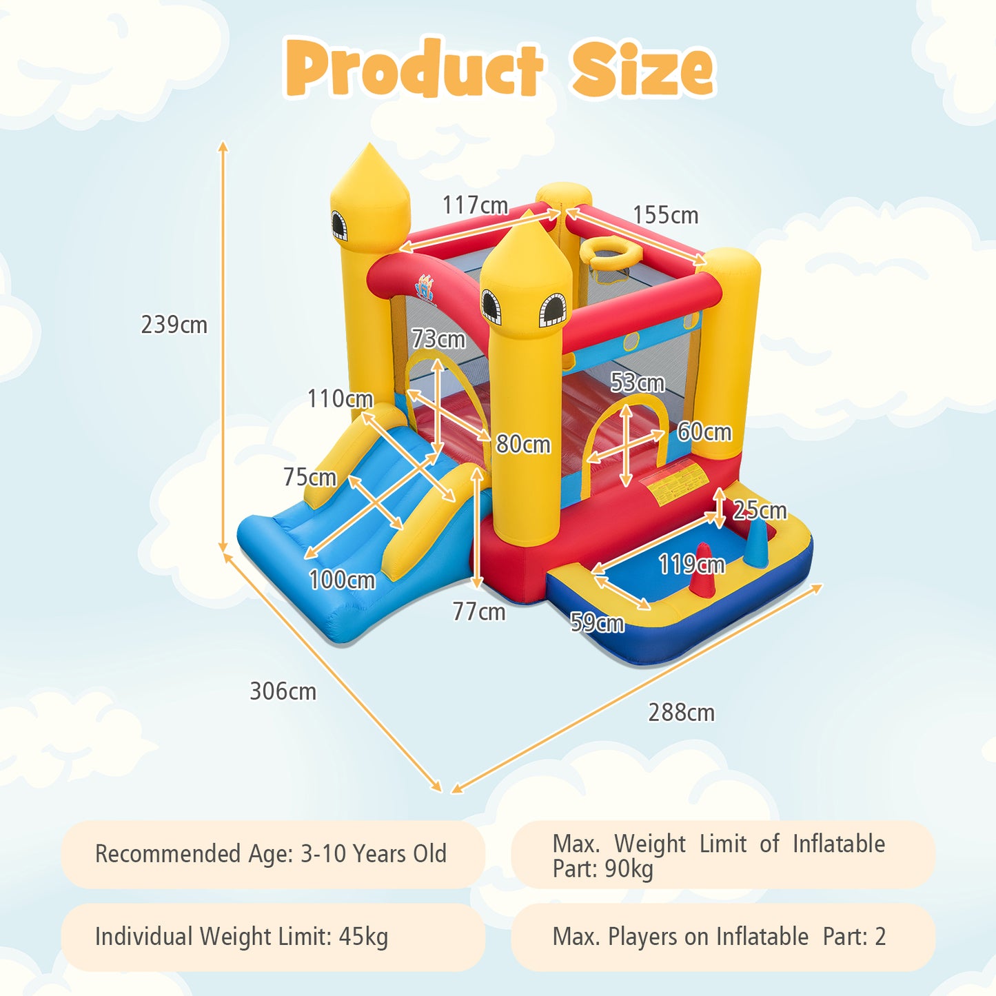 5-in-1 Jumping House with Slide and Ball Pit and Basketball Hoop