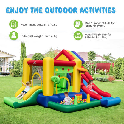 Inflatable Bouncy Castle with Dual Slides Climbing Wall and 680W Blower