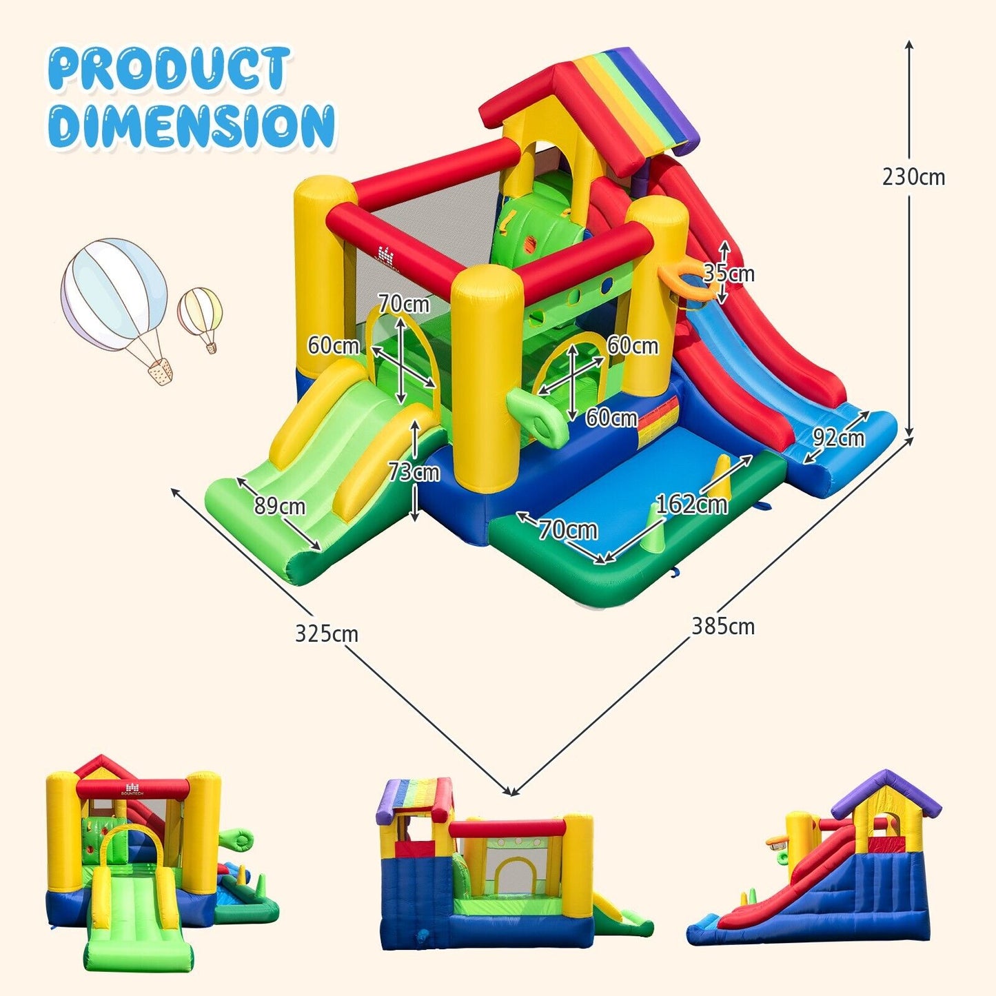 Inflatable Bouncy Castle with Dual Slides Climbing Wall and 680W Blower