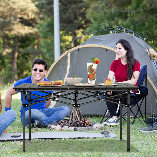 Aluminum Camping Table for 4-6 People-Black