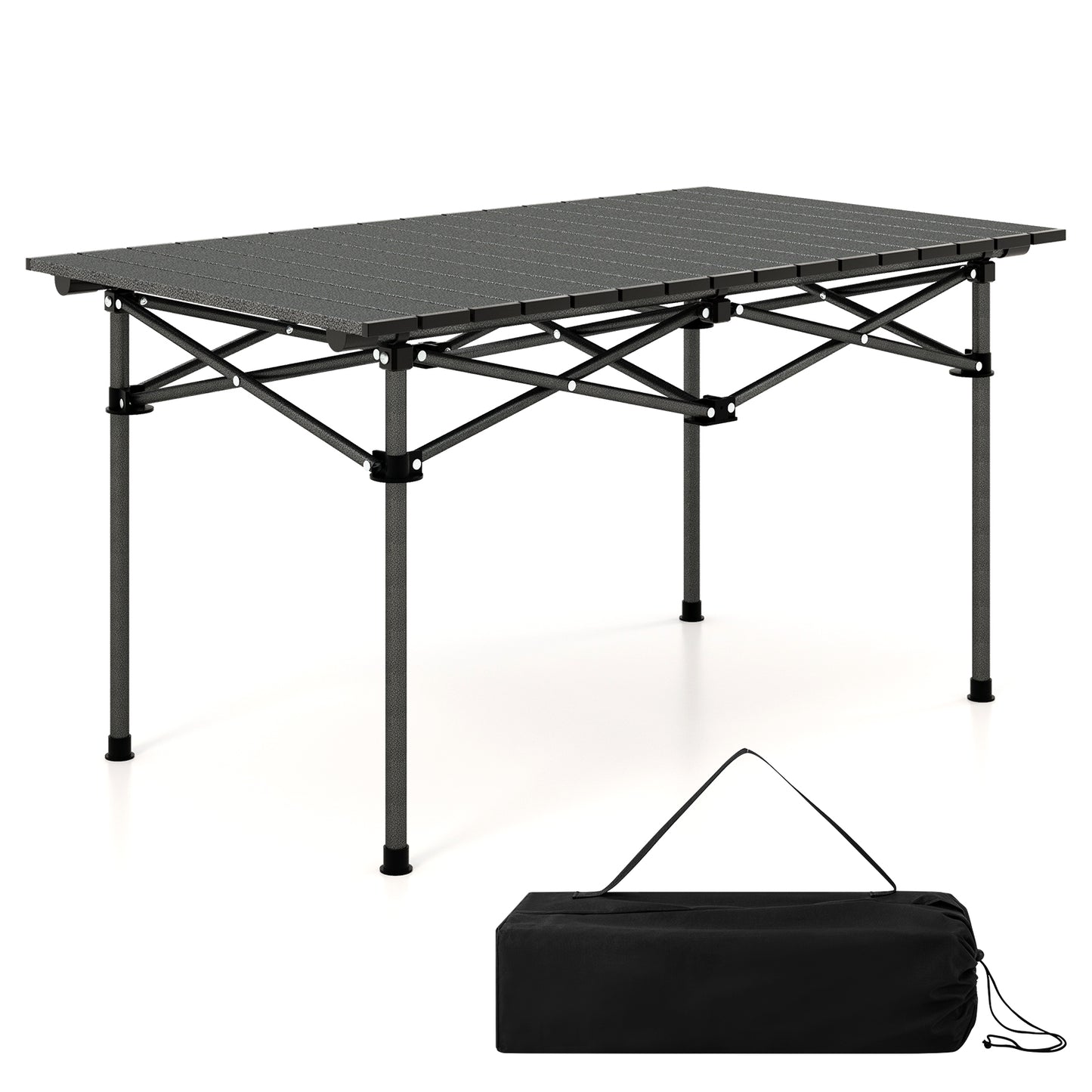 Aluminum Camping Table for 4-6 People-Black