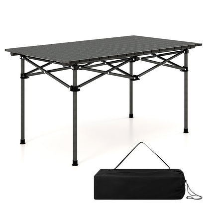 Aluminum Camping Table for 4-6 People-Black