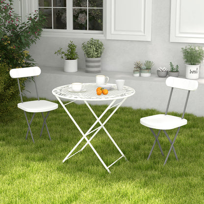 Indoor and Outdoor Metal Folding Stool with Sturdy Frame and Ergonomic Backrest-White