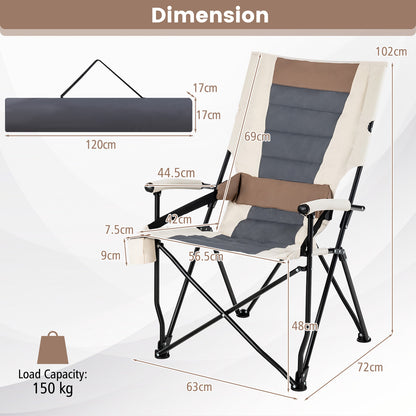 Camping Folding Chair with Cup Holder and Arm Rest