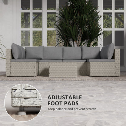 Outsunny Seven-Piece Modular Rattan Set - Light Brown