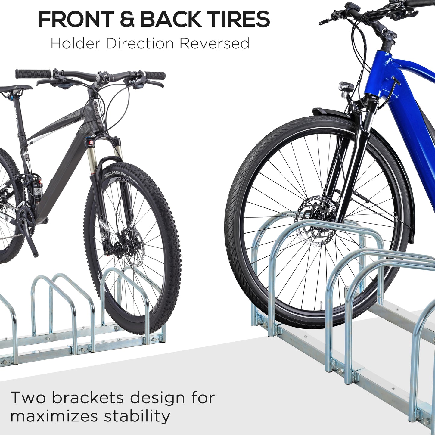HOMCOM 5-Bike Floor Parking Stand Silver