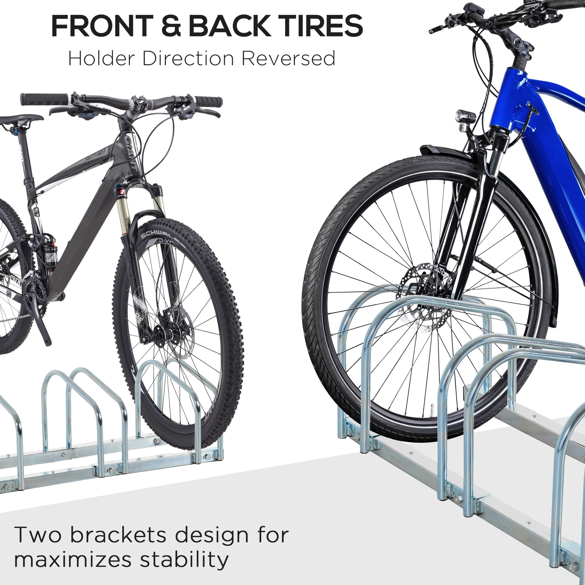 HOMCOM 5-Bike Floor Parking Stand Silver