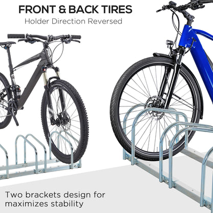 HOMCOM 5-Bike Floor Parking Stand Silver
