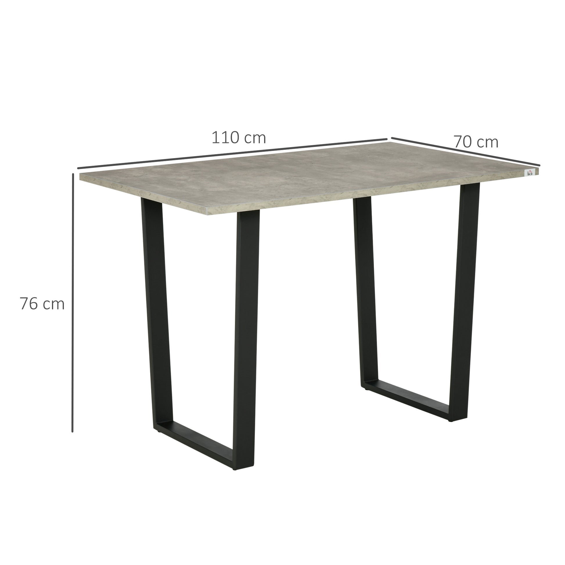 HOMCOM Modern Rectangular Dining Table, Kitchen Table with Adjustable Steel Base and Spacious Tabletop for 4 People, Light Grey