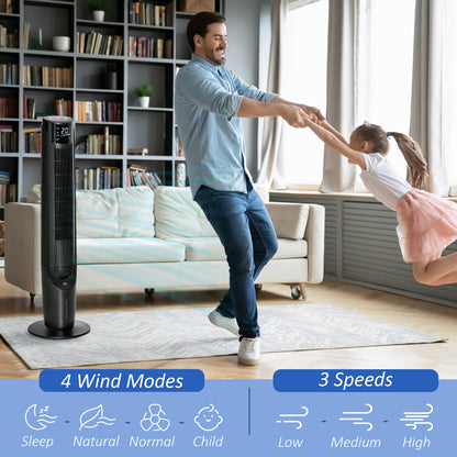 HOMCOM 42" Ice Cooling Tower Fan, Water Conditioner Evaporative Air Cooler Unit with 4 Modes, 3 Speed, Remote Control, Oscillating for Bedroom, Black