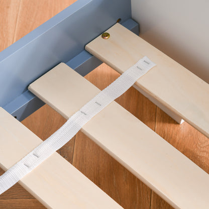 HOMCOM Kids Toddler Wooden Bed Round Edged with Guardrails Stars Image 143 x 74 x 59 cm Blue