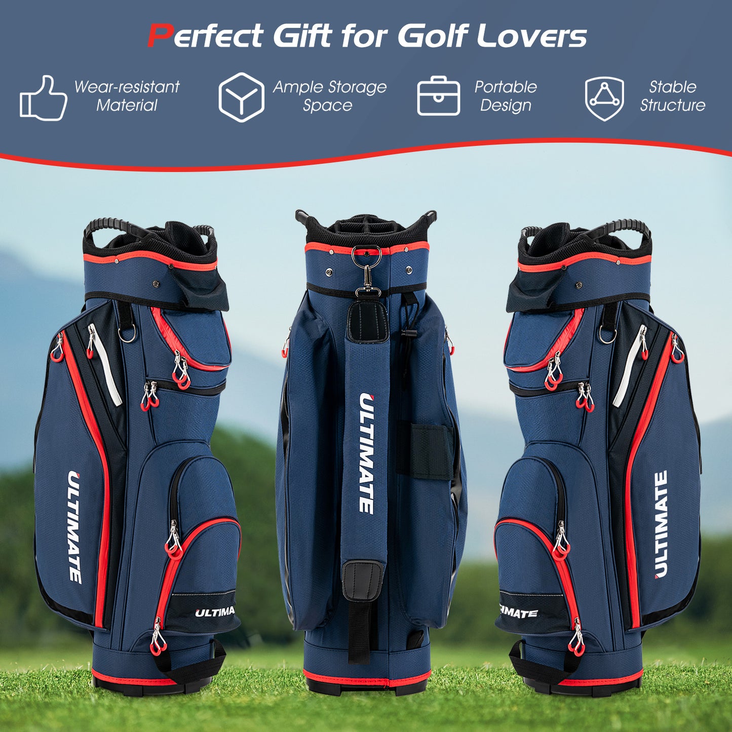 Lightweight and Large Capacity Golf Cart Bag-Navy