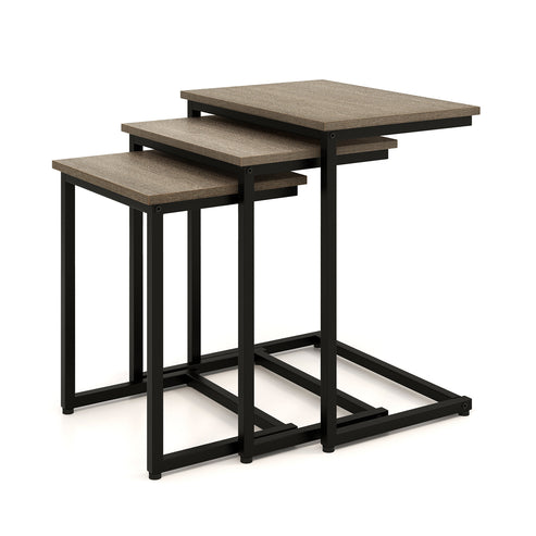 Rectangle Stacking Nesting End Table Set of 3-Oak – GardenArch