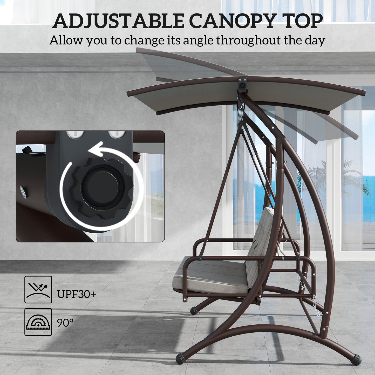 Outsunny Convertible Three-Seater Swing Bed - Grey