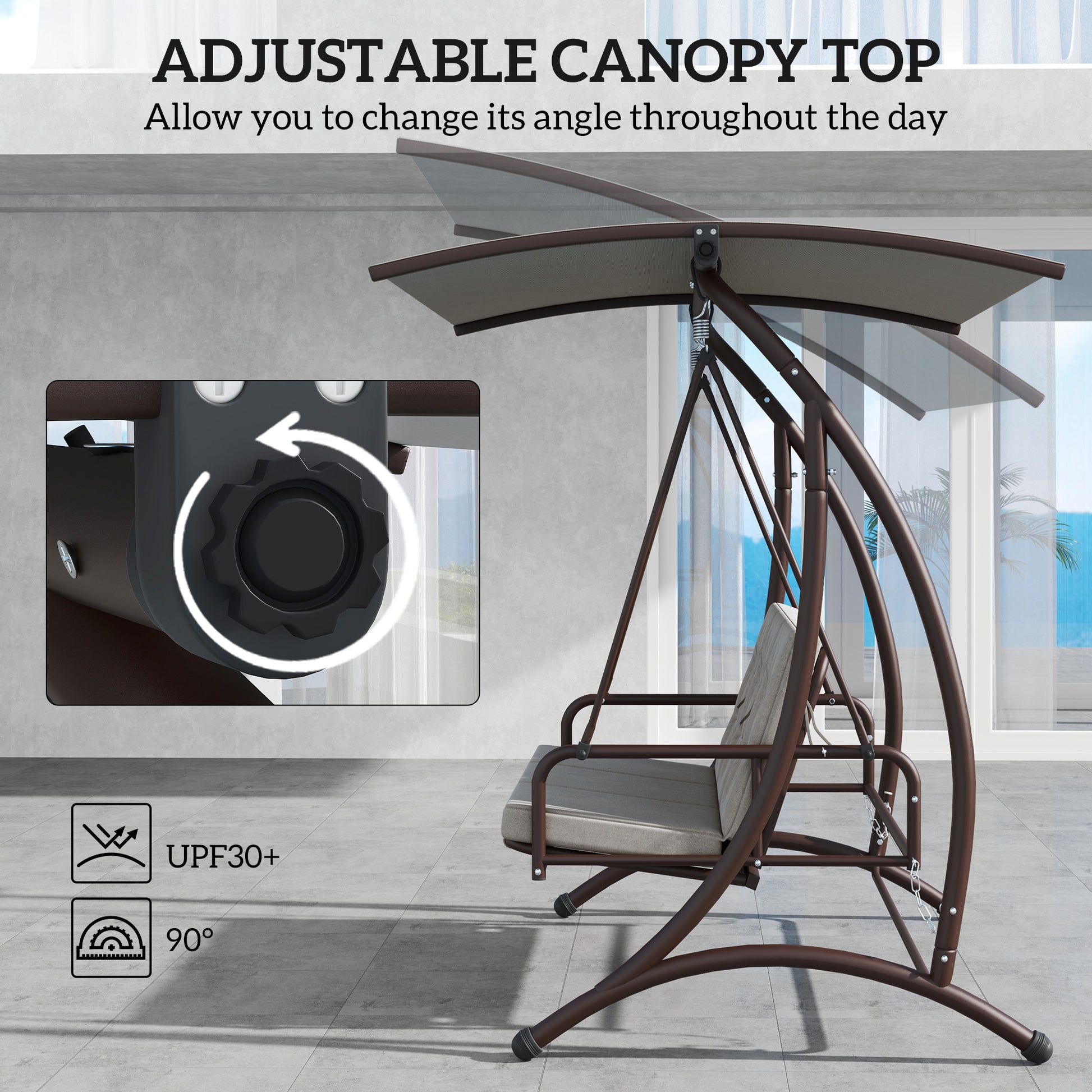 Outsunny Convertible Three-Seater Swing Bed - Grey