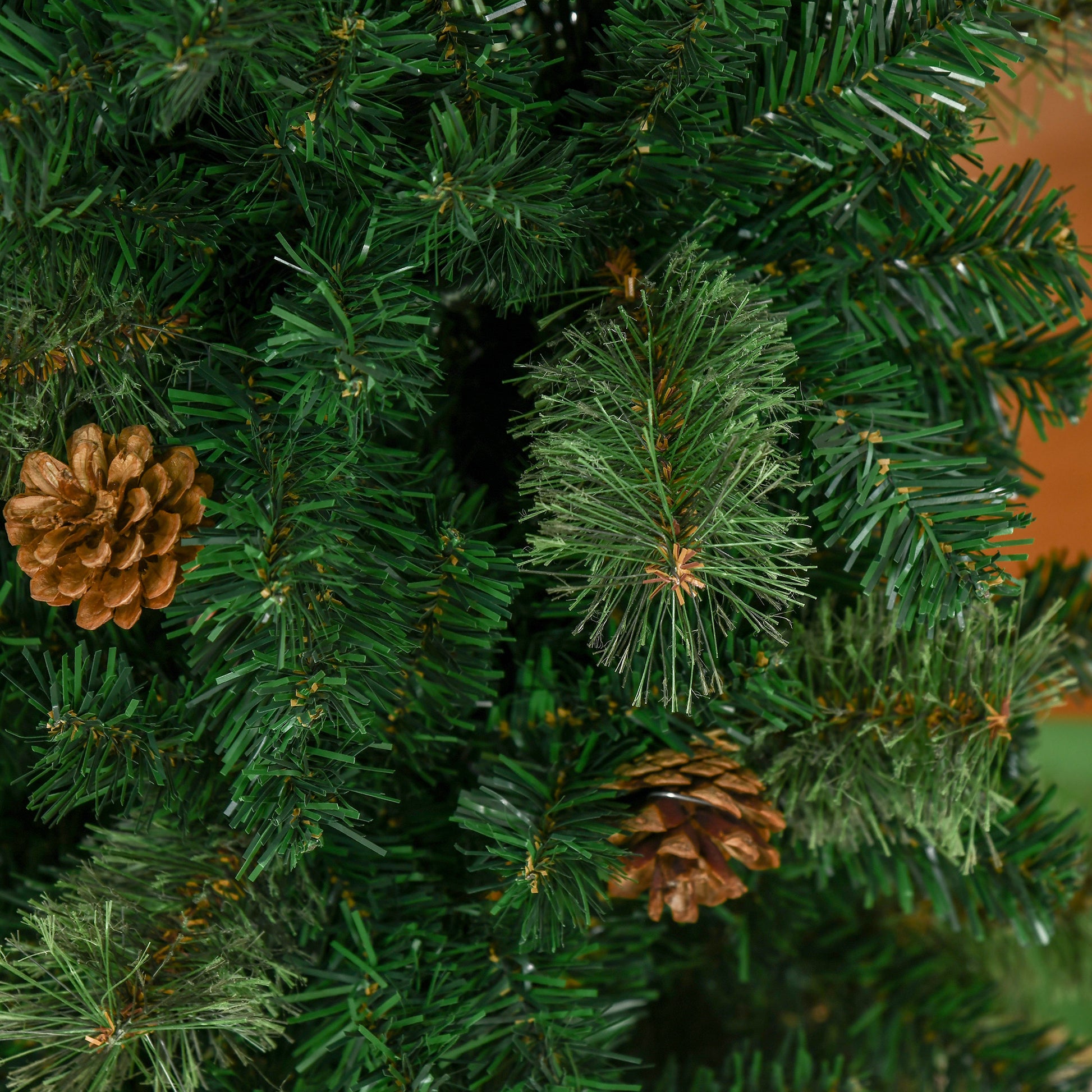 HOMCOM 5.5' Tall Pencil Slim Artificial Christmas Tree with Realistic Branches, 412 Tip Count and 21 Pine Cones, Pine Needles Tree, Xmas Decoration