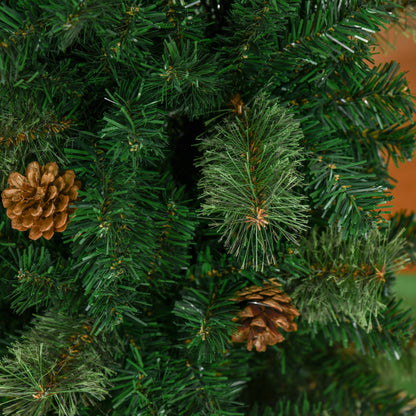 HOMCOM 5.5' Tall Pencil Slim Artificial Christmas Tree with Realistic Branches, 412 Tip Count and 21 Pine Cones, Pine Needles Tree, Xmas Decoration