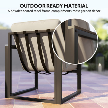 Outsunny Garden Furniture Set, 4 Piece Indoor Outdoor Conservatory with Loveseat Sofa, Armchairs, Glass Top Coffee Table, Cushions for Balcony, Poolside, Patio, Dark Grey