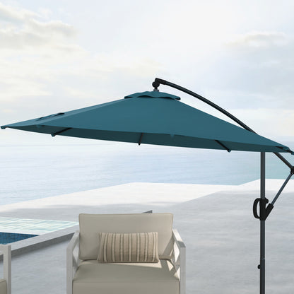 Outsunny 3m Offset Cantilever Parasol Umbrella, with Cross Base - Blue