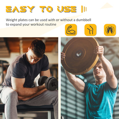 HOMCOM 4pc Durable Gym Barbell Plates Weight Dumbbell Set for Exercise Fitting Gym Body Workout Disc Weight Plate Set 2 x 5kg & 2 x 10kg Black