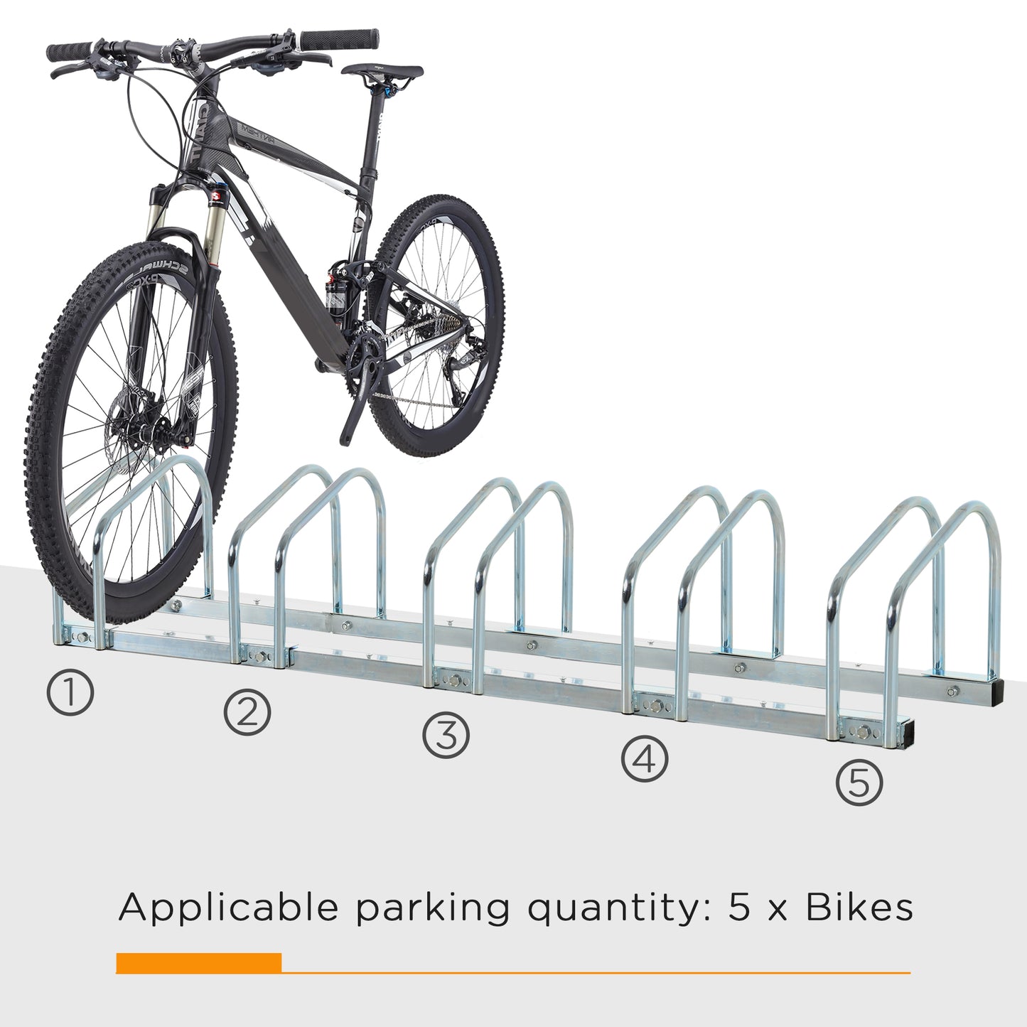 HOMCOM 5-Bike Floor Parking Stand Silver