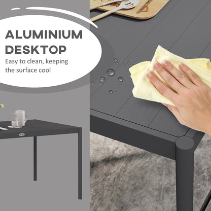 Outsunny Six-Seater Outdoor Table with Slatted Aluminium Top and Steel Legs