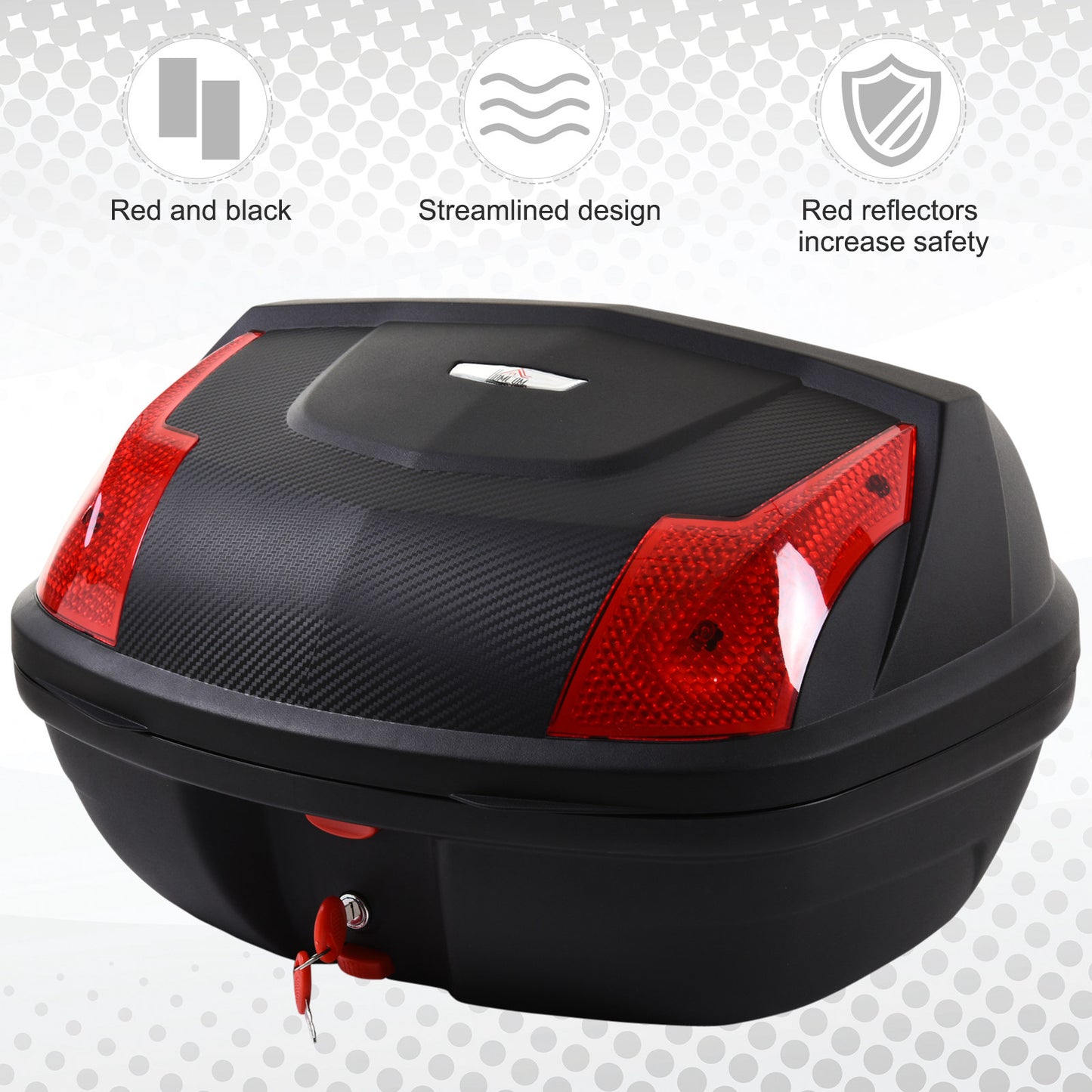 HOMCOM 48L Motorcycle Trunk Travel Luggage Storage Box Accessory Modern Tough Style - Black