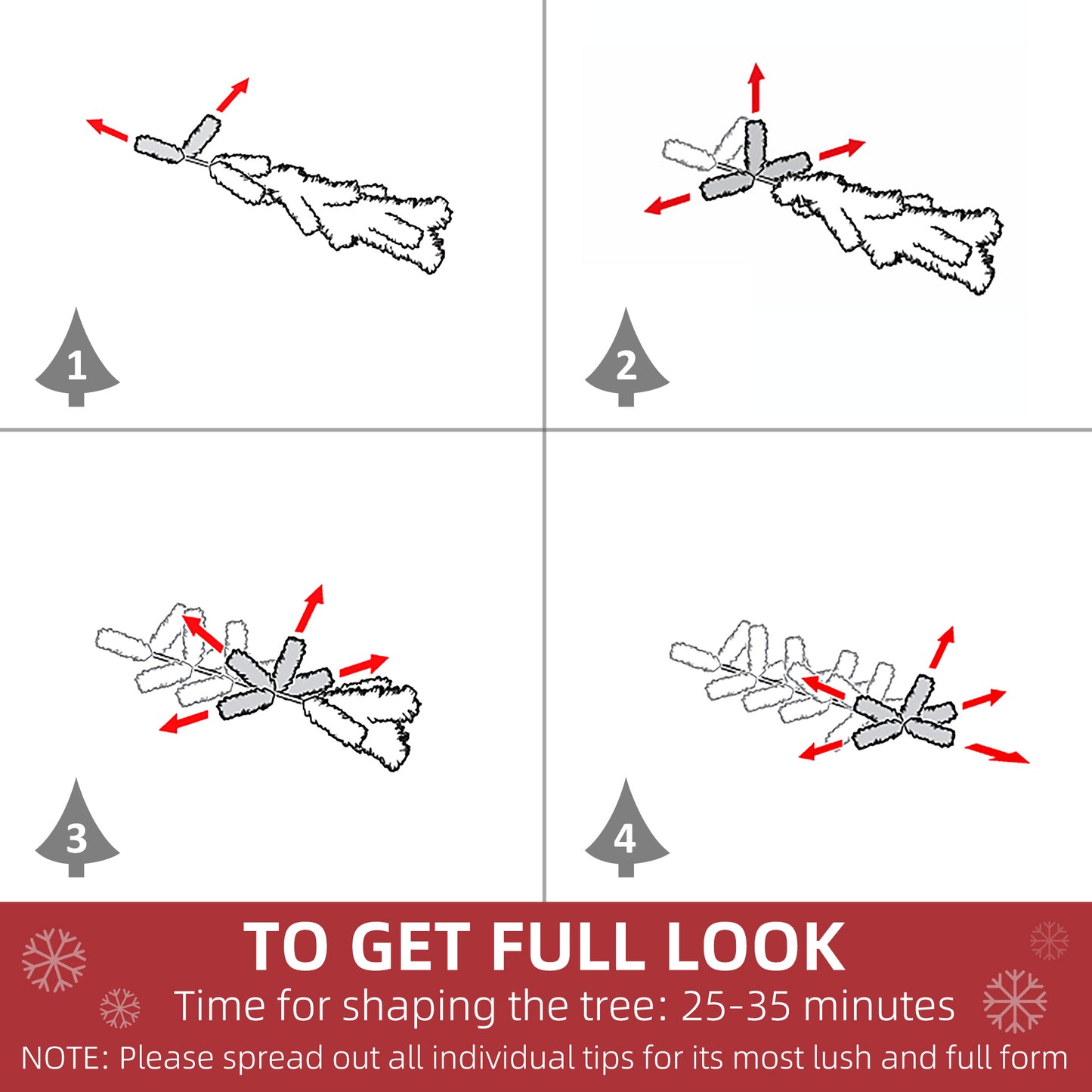 HOMCOM 6ft Prelit Christmas Tree Artificial Tree Warm White LED Light Holiday Home Xmas Decoration, Green