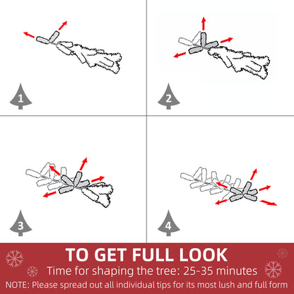 HOMCOM 6ft Prelit Christmas Tree Artificial Tree Warm White LED Light Holiday Home Xmas Decoration, Green