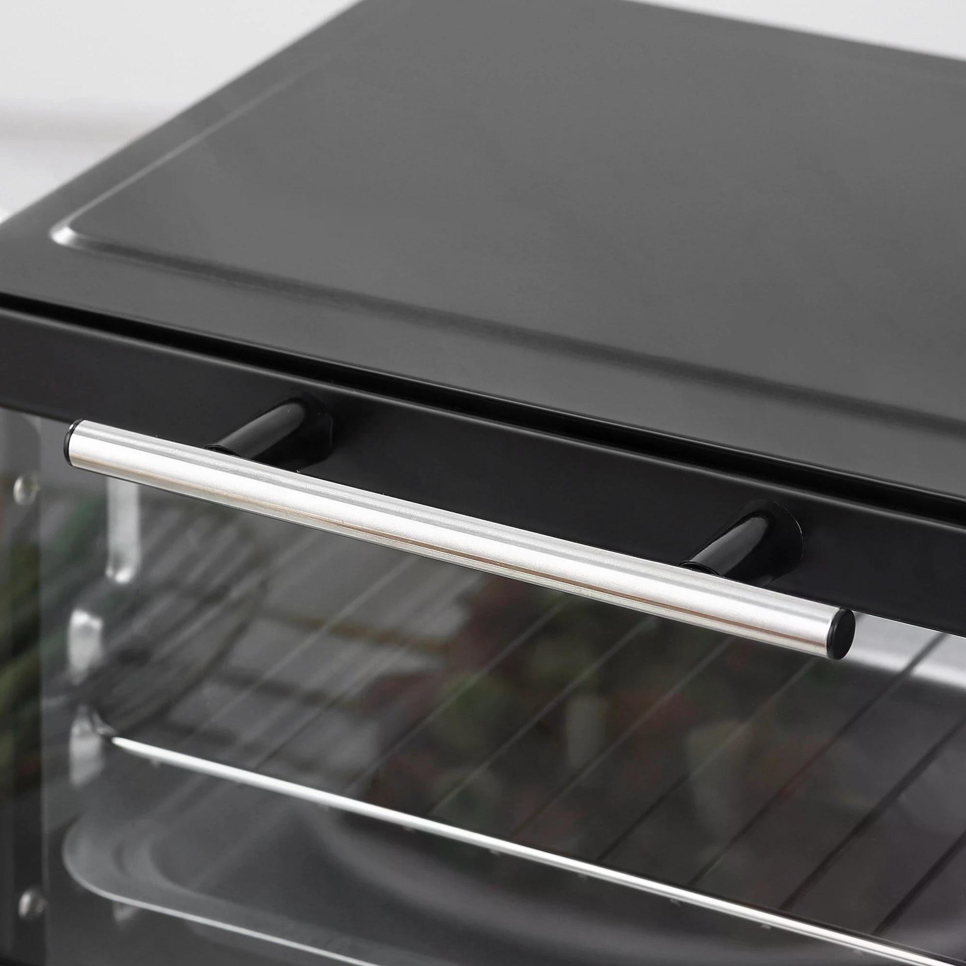 HOMCOM Convection Mini Oven, 9L Countertop Electric Grill, Toaster Oven with Adjustable Temperature, Timer, Baking Tray and Wire Rack, 750W