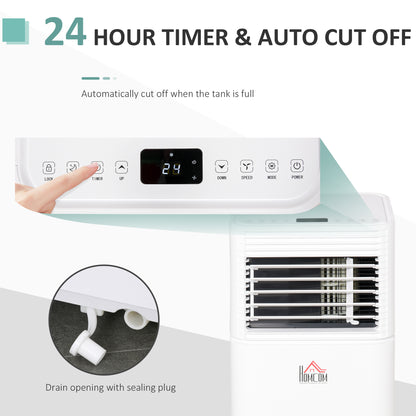 HOMCOM 7000 BTU 4-In-1 Compact Portable Mobile Air Conditioner Unit Cooling Dehumidifying Ventilating w/ Fan Remote LED 24 Hr Timer Auto Shut Down
