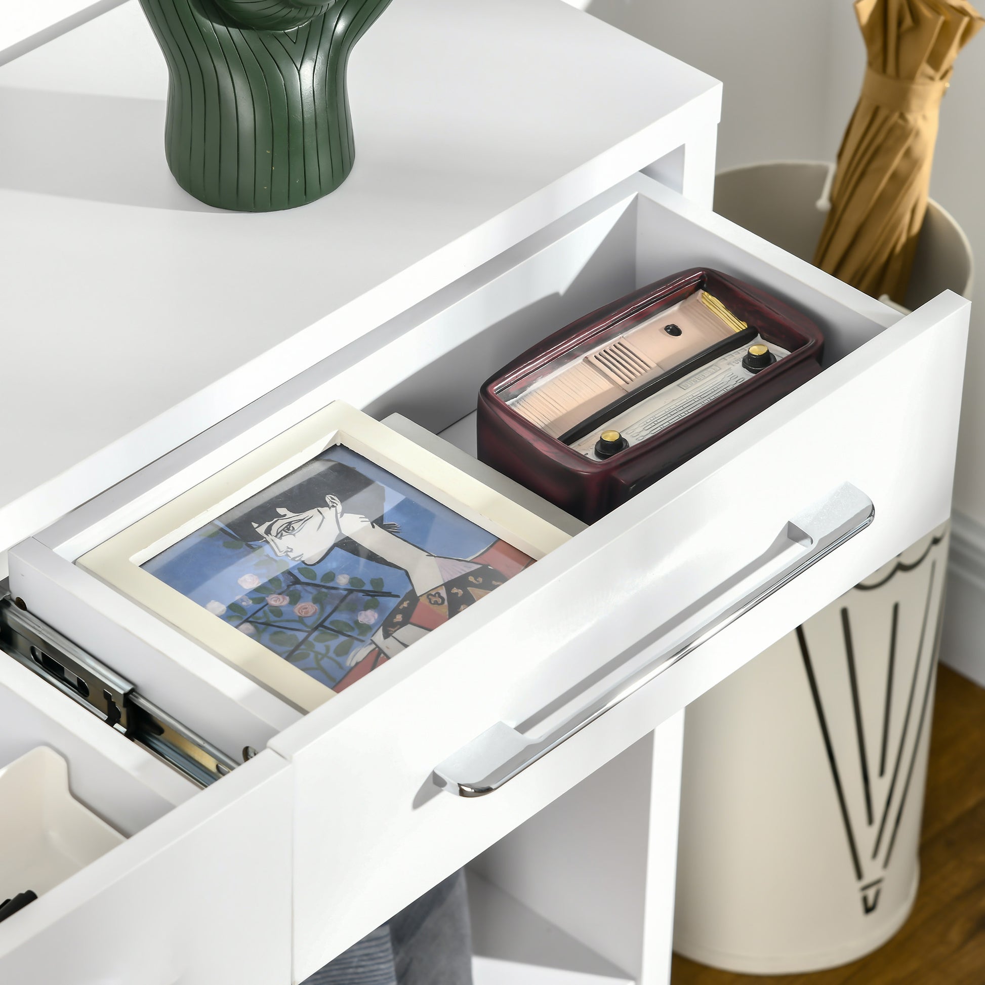 HOMCOM Console Table with Shelf and  Drawer, Contemporary Hallway Table for Living Room, Entryway, White