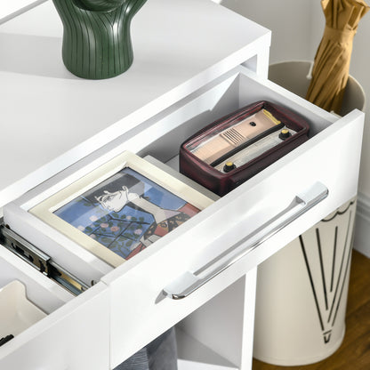 HOMCOM Console Table with Shelf and  Drawer, Contemporary Hallway Table for Living Room, Entryway, White
