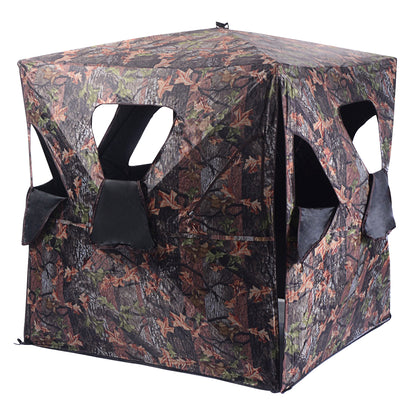 Portable 3-Person Camouflage Hunting Blind with 360° Broad Vision