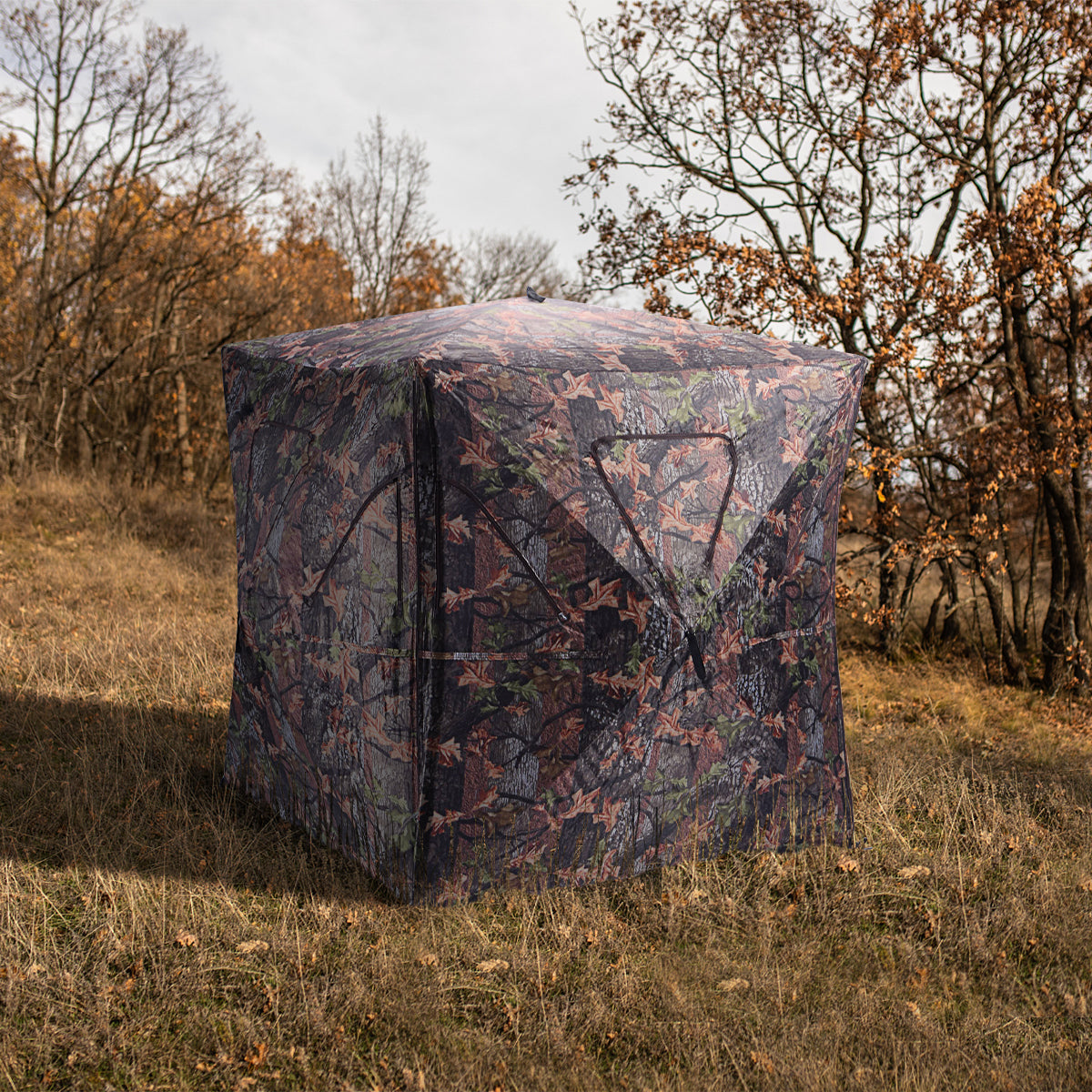 Portable 3-Person Camouflage Hunting Blind with 360° Broad Vision